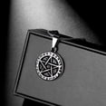 thumbnail image 4 of Jewmon Pentacle Pentagram Necklace for Men Women Unisex 316L Stainless Steel Pentacle Round Pendant Wicca Jewelry, 4 of 9