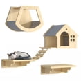 thumbnail image 1 of Repisas para Gatos Pared, Muebles de Pino con Casas y Rascador, Ahorro de Espacio para Gatos Activos y Grandes, Fácil de Instalar, Ideal para Hogares Pequeños y Grandes, 1 of 6