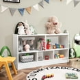 thumbnail image 4 of 5 Cube Bookcase, Wood Bookshelf with Open Storage Shelves, Modern Display Shelf, Low Bookshelves and Bookcases, Small Book Shelf for Bedroom, Living Room, Hallway, Kid’s Playroom (White), 4 of 6