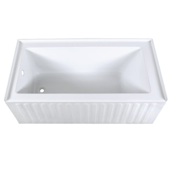 Aqua Eden VTDE603121L 60-Inch Acrylic Rectangular 3-Wall Alcove Tub, Left Drain Hole in Glossy White