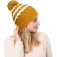 thumbnail image 2 of Gorro de invierno de punto elástico para mujer, color amarillo, forro polar grueso para calidez, comodidad y gorro de lana suave para esquiar y montar a caballo, 2 of 5