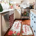 thumbnail image 4 of Merry Christmas Kitchen Rugs and Mats Set 2 PCS, Red Floral Kitchen Mats for Floor, Christmas Decorations for Home Kitchen (17"x47"+17"x30"), 4 of 6