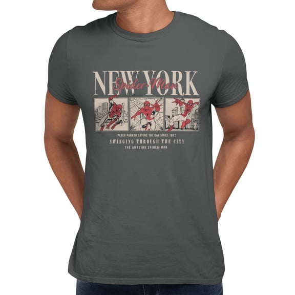 Marvel Comics Retro Spider-Man Peter Parker Since 1982 Men's T Shirt (Charcoal, S-XXXL)