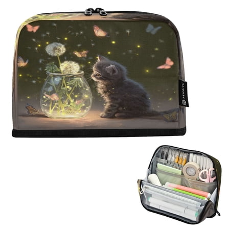 Vertical Pencil Case Pencil Bag Pencil Cases Large Capacity Storage Pencil Box Paintbrush Box Office Supplies Box Sweet Kitty Glow