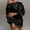 Black, variant on Frostluinai Oversized Sweaters for Women Dew Shoulder Lantern Sleeve Long Sweaters Solid Color Loose Fit Knit Pullover Casual Pullover Tops