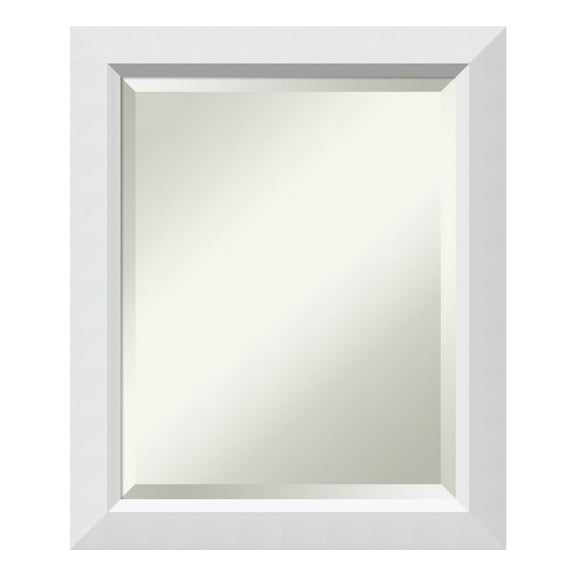 Amanti Art Blanco White Beveled Wood Wall Mirror 24.25 x 20.25 in.