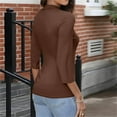 thumbnail image 3 of Womens 3/4 Sleeve T-Shirts Basic Tops 2025 Fall Fashion Outfits Going Out Winter Clothes Brown L, 3 of 3