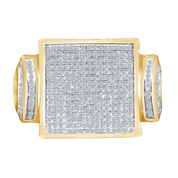 AFFY 0.59 Carat Round White Natural Diamond Cluster Wedding Ring 14k Yellow Gold Over Sterling Silver Ring Size-9