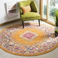thumbnail image 3 of SAFAVIEH Madison Emmet Traditional Area Rug, Orange/Fuchsia, 8' x 8' Round, 3 of 6