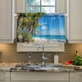 thumbnail image 5 of Palm Tree Kitchen Curtains 2 Panels UV Protected Tier Curtains, Half Window Curtains Kitchen Tiers for Guest Room Bathroom Sink Laundry Room Basement,36 x 27 Inch, 5 of 7