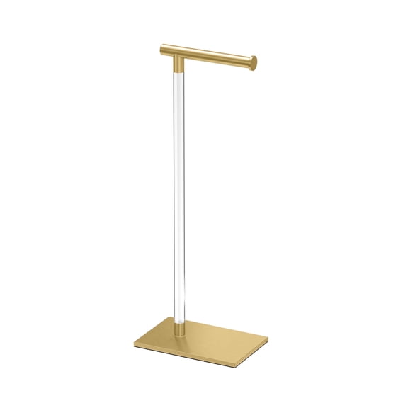 Gatco 1331B Square Freestanding Toilet Paper Holder, Crystal Clear Acrylic/Brass