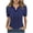 Navy, variant on Women Button Down Collared Short Sleeve Polka Dot Top Casual Basic Fashion Comfy Slim Tops Blouse, Green XXL
