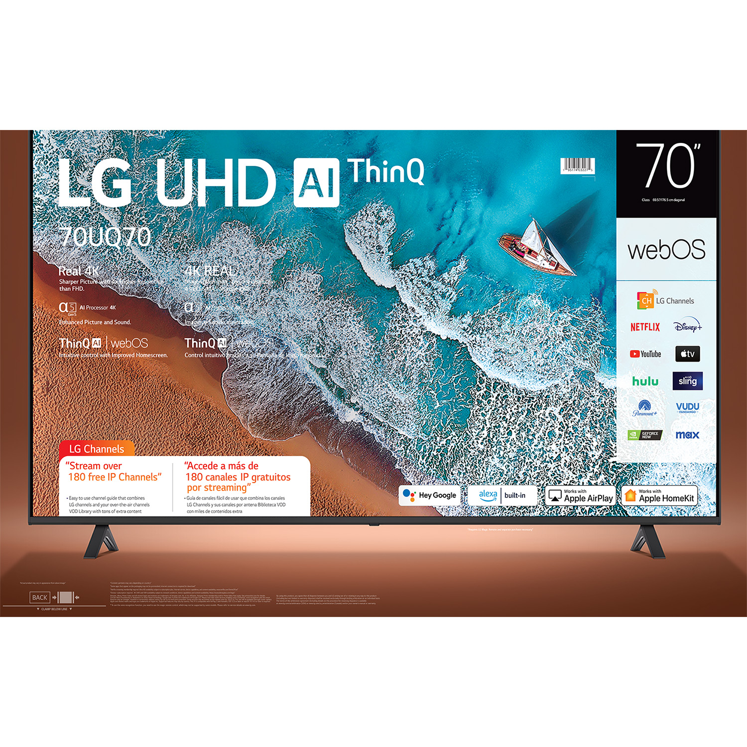 LG 70” 4K UHD Smart TV 2160p webOS, 70UQ7070ZUD - image 5 of 20