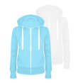 thumbnail image 2 of QATAINLAV Womens 2PC Fleece Hooded Sweatshirt Jacket with Pockets Solid Color Casual Full Zip Hoodies Fashion Fall Winter Outfits, White, M, 2 of 3