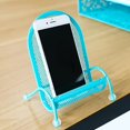 thumbnail image 2 of Metal Mesh Phone Stand, 5.51in Adjustable Support Holder for Desktop Phone Support Bed Use Office Travel Sky Blue, 2 of 3