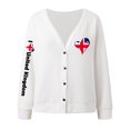 thumbnail image 4 of Wang6 Womens Lightweight Plus Size Cardigans Sweaters Trendy Long Sleeve Open Front Button down Knit Sweater Fall V Neck United kingdom Letter Printed Outwear Tops White XL, 4 of 4