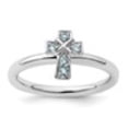 thumbnail image 3 of Auriga Fine Jewelry 925 Sterling Silver Rhodium Aquamarine Cross Ring for Women Size- 9, 3 of 6