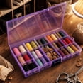 thumbnail image 3 of Plastic Storage Organizer Box, Purple Transparent 15 Adjustable Compartments, 1 Pack Portable Lightweight Hard Case, for Storing Small Beads Jewelry Crafts Fishing Hooks Accessories Hardware Screws, 3 of 5