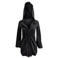 thumbnail image 5 of Odeerbi Jackets For Women Solid Color 2024 Casual Zipper Waist Lantern Sleeve Loose Hooded Cardigan Jacket Black, 5 of 7