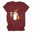 thumbnail image 7 of TOWED22 Halloween Teacher Shirts for Women Cute Pumpkin Ghost with Coffee Graphic T-Shirt Casual Fall Teacher Tee Tops(Wine,S), 7 of 7