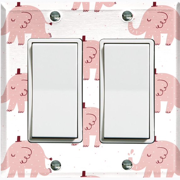 Metal Light Switch Plate Cover Cute Baby Elephant Pink ZOO006