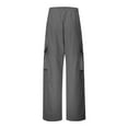 thumbnail image 3 of VNKIDY Boys Pants Spring Fall Kids Solid Color Cargo Pants With Multiple Pockets Elastic Waisted Wide Leg Trousers For Trendy Casual Daily Wear Classic Trousers, 3 of 8