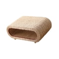 thumbnail image 4 of Mesa de centro de ratán y paja de madera, mesa de comedor pequeña, mesa de juego interactiva multiusos, mesa de ventana de tatami rústica para porche, 80x50x35cm, 4 of 8