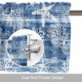thumbnail image 6 of Navy Blue Coastal Valance Curtain Nautical Starfish Coral Shell Vintage Window Valances Rod Pocket Short Curtains Window Treatments for Kitchen Bedroom Bathroom Laundry 56" x 16", 6 of 9