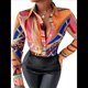 thumbnail image 2 of Blusas para Mujer, con Botones, Estilo Informal, de Negocios, de Larga, Elegantes y Sexys. Estampado Naranja XXL, 2 of 10