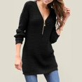thumbnail image 2 of Duoif Sweaters for Women Trendy Women's Sweater V Neck Zipper Solid Color Long Sleeved Sweater Women's Sweaters Womens Tops Black L, 2 of 3