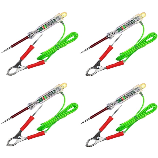4X Probador de Circuito LED Automotriz Luz de Prueba de 6-24 V Con Sondas Dobles Pinza de Cocodrilo de Alambre de 47 Pulgadas para Prueba