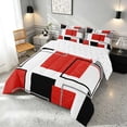 thumbnail image 3 of Manfei Glitter Red Square Queen Comforter Set,Contemporary Simple Art Comforter Sets Queen, Reversible 3 Pieces, 1 Comforter and 2 Pillowcases, 3 of 6