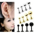 thumbnail image 3 of Ruanlalo Ear Studs Simple Easy Matching Titanium Steel Barbell Shape Helix Tragus Women Earrings for Party Black 1.4cm, 3 of 6