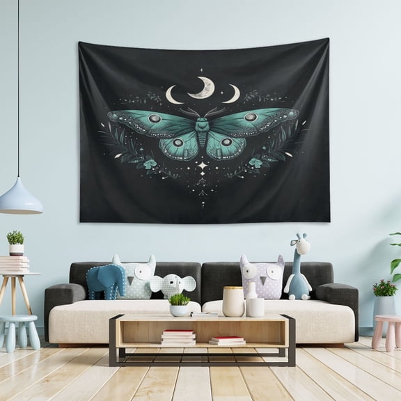 WOBOGO Green Moth Tapestry 60×40in Home Living Room Bedroom Wall Hanging Ornaments