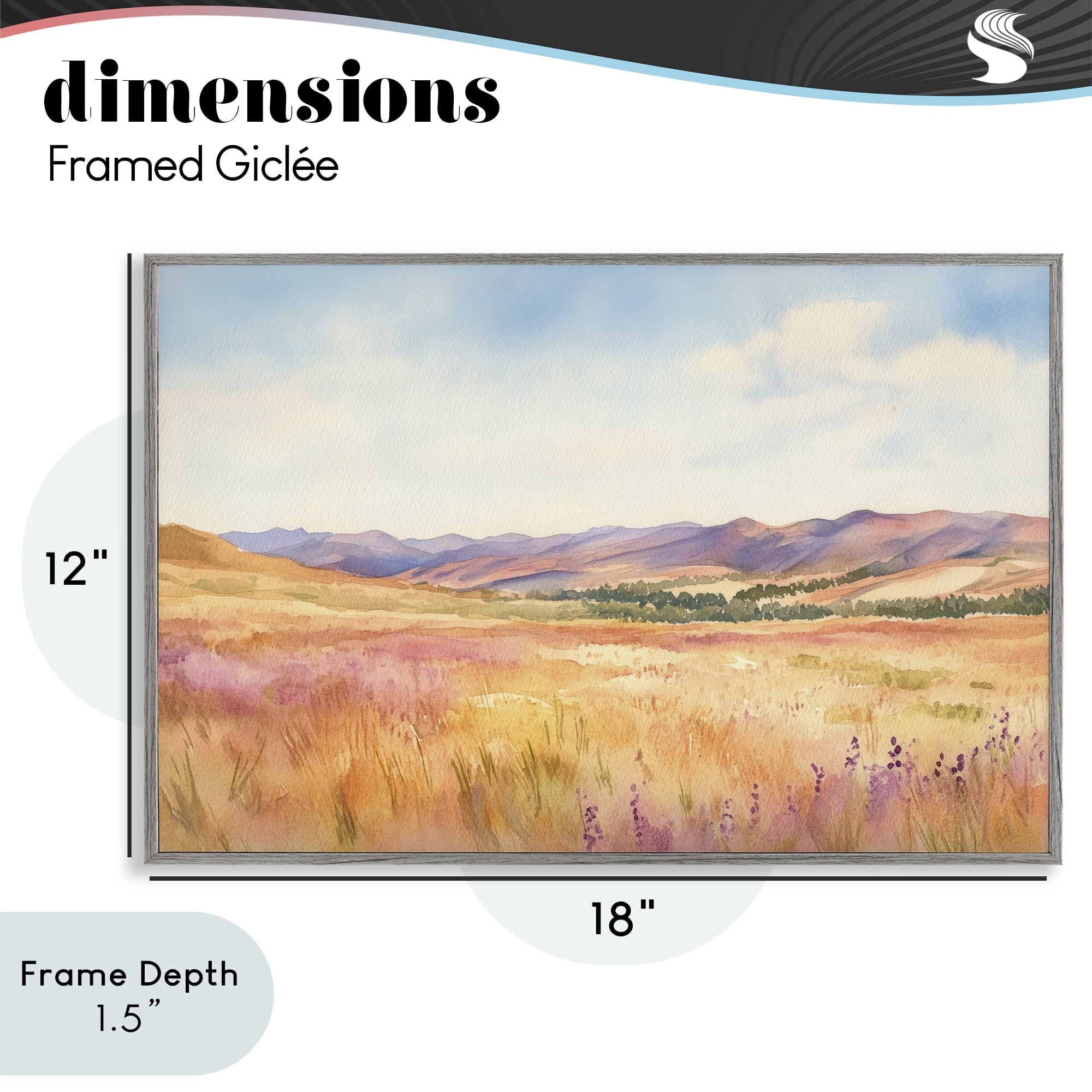 Stupell Industries Pastel Valley Panorama Gray Framed Giclee Art, design by Petal Prints Design