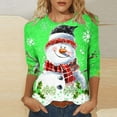 thumbnail image 2 of JURANMO Today's Deals Of The Day Womens Christmas 3/4 Sleeve Shirts 2024 Crewneck Tunic Tops Cute Snowman Print Tshirt Loose Casual Pullover Blouses Green XL, 2 of 6
