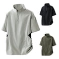 thumbnail image 1 of Lovzfmll Color Block Sports Jacket for Men, Lightweight Short Sleeve Zip Front Top with Stand Collar & Pockets, Casual Training Layer, 1 of 4