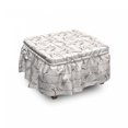 thumbnail image 1 of Birds Ottoman Cover, Red-Rumped Swallow Bird, 2 Piece Slipcover Set with Ruffle Skirt for Square Round Cube Footstool Decorative Home Accent, Standard Size, Pale Grey and Dimgrey, by Ambesonne, 1 of 1