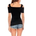 thumbnail image 3 of JINMGG Womens Tops,A Strapless Top with Short Sleeves for Fashionable Ladies Black M, 3 of 4