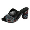 thumbnail image 3 of IUJSOY Peep Toe Sandals for Women 2025 Embroidery Heels Chunky Bolck Heeled Slippers Pumps, 3 of 9
