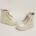 thumbnail image 5 of DHFJKG Ankle Boots For Girl Rabbit Ears Design Leather Upper Round Toe Lace Up Lug Sole Non- Boot With Side Zipper For Little Big Kids Trendy Shoes, 5 of 7