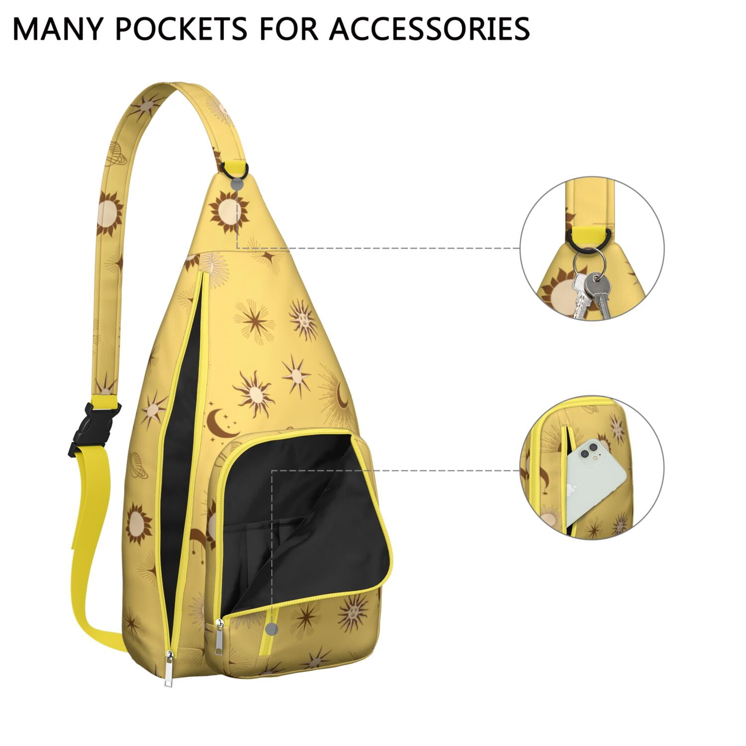 Witchy Sling Bag - Dark Mystical Moon & Stars, Gothic Aesthetic Crossbody Bag, Unisex & Lightweight for Travel