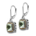 thumbnail image 2 of Shey Couture Sterling Silver with 14K Accent Antiqued Cushion Green Quartz Leverback Earrings QTC1487, 2 of 3