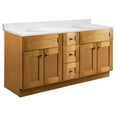 thumbnail image 2 of Design House Brookings Fully Assembled 61" x 22" Bath Cabinet with Widespread Cultured Marble Vanity Top, Modern Birch, 2 of 6