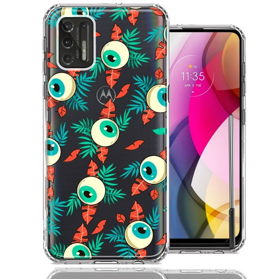 MUNDAZE For Motorola Moto G Stylus 2021 Halloween Creepy Tropical Eyeballs Design Double Layer Phone Case Cover