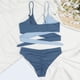 thumbnail image 5 of Gibobby Conjunto de Bikini para Mujer Color grueso a juego sólido Cruz Sexy Bikini mujeres traje de baño Correa cintura traje de baño Tankinis conjunto(Azul,CH), 5 of 5