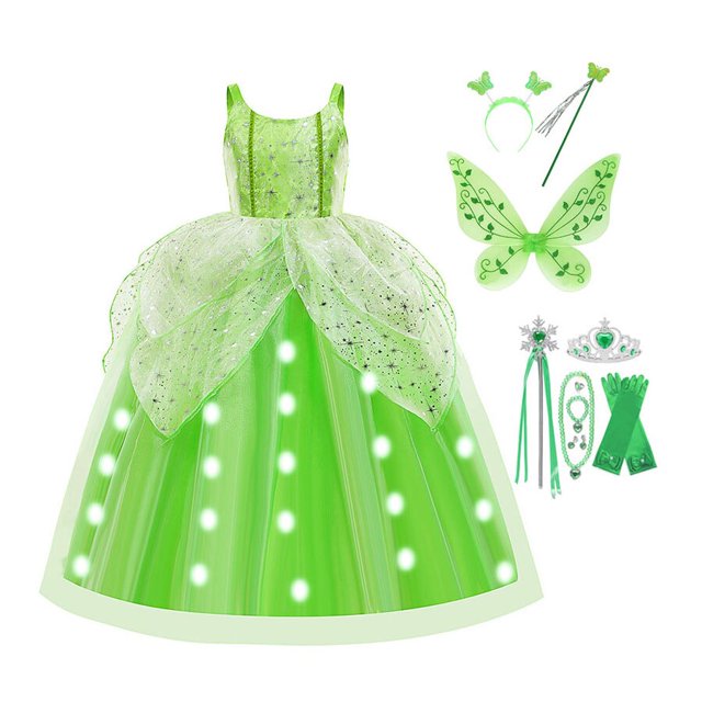 Tinkerbell-Vestido de princesa para niñas, vestido de fiesta de Halloween, disfraz de Cosplay con luz Led, hada de las flores zhangyuxiang unisex