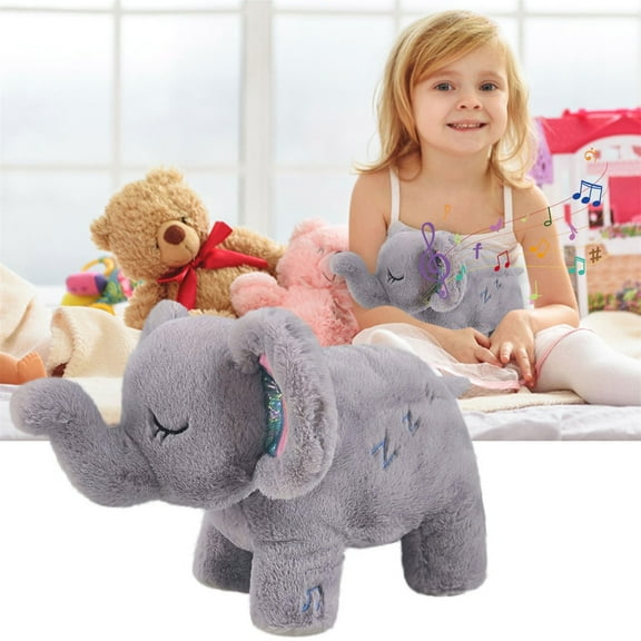 RUIG The Relief Koala Sleeping Koala Plush Breathing, LED Musical Stuffed Elephant Lighting Up Plush Toy Soothe Birthday Festival for Kids Toddler Girls, 13.7''