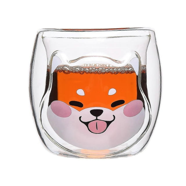 Cute Cat Coffee Mugs, 300ml Double Wall Insulated Glass Mugs Milk Cup