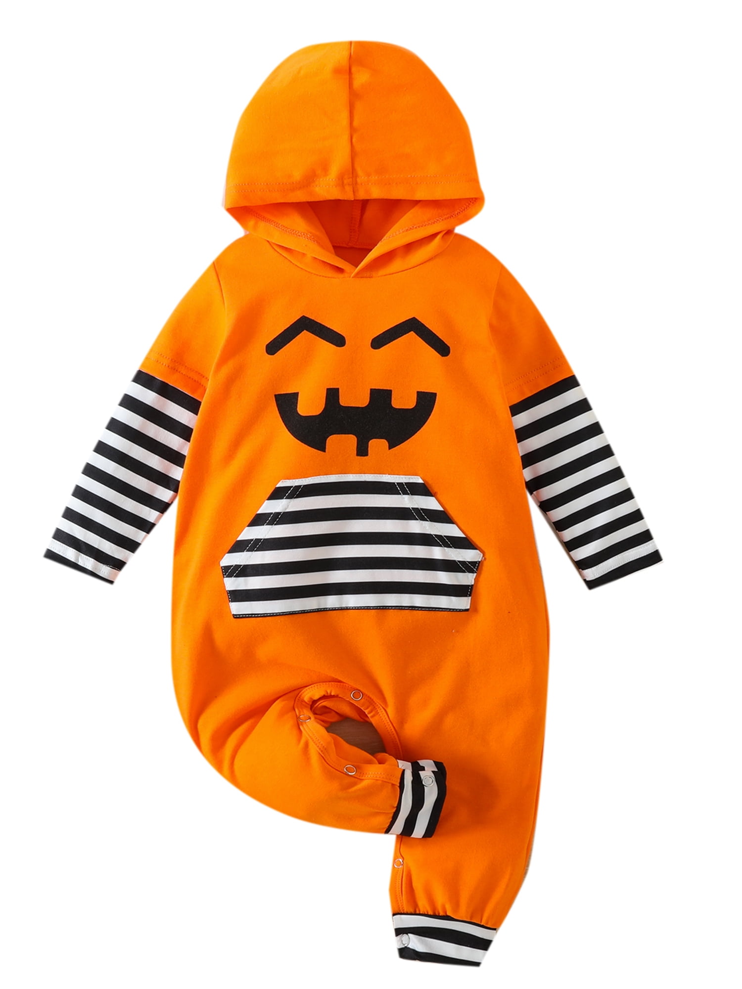 Infant Baby Halloween Romper, Stripe Long Sleeves Hood Cartoon Ghost